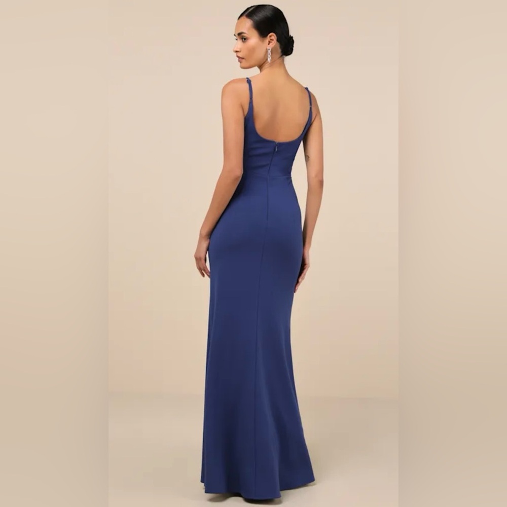 Lulus NWT Infinite Glory Royal Blue Maxi Dress Gown Mermaid Hem Lined Small - Picture 2 of 12